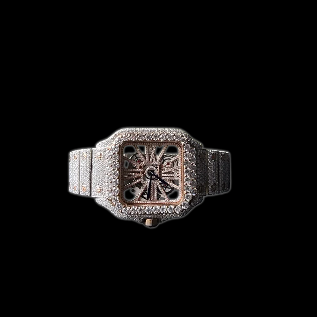 VS1 ROSE GOLD SKELLY SANTOS DIAMOND WATCH