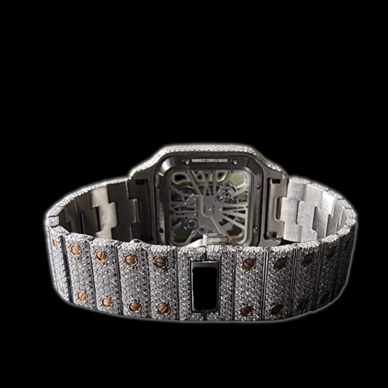 VS1 ROSE GOLD SKELLY SANTOS DIAMOND WATCH