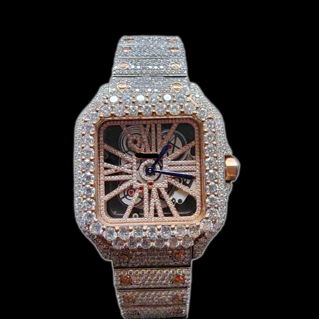 VS1 ROSE GOLD SKELLY SANTOS DIAMOND WATCH